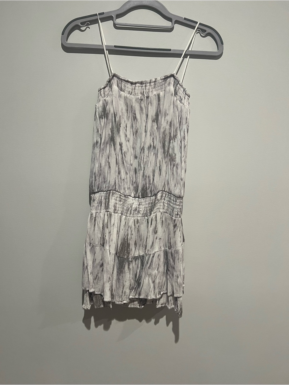 Lightweight Tie-Dye Tiered Strapless Dress - Grayish Purple & White